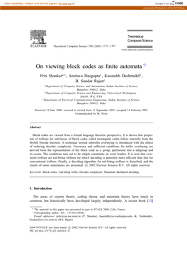 On Viewing Block Codes As Finite Automata