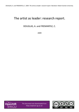 The Artist As Leader: Research Report. Aberdeen: Robert Gordon University