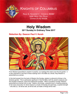 Holy Wisdom 32Nd Sunday in Ordinary Time 2017