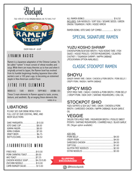 Ramen Night Menu