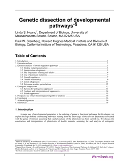 Genetic Dissection of Developmental Pathways*§ †