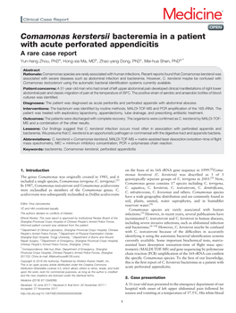 Comamonas Kerstersii Bacteremia in a Patient with Acute Perforated