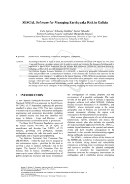 SESGAL Software for Managing Earthquake Risk in Galicia