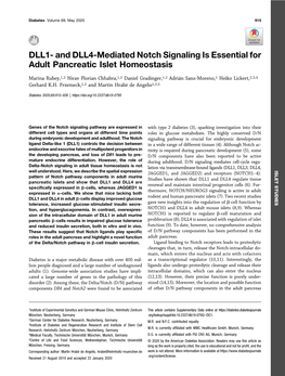 And DLL4-Mediated Notch Signaling Is Essential for Adult Pancreatic Islet Homeostasis
