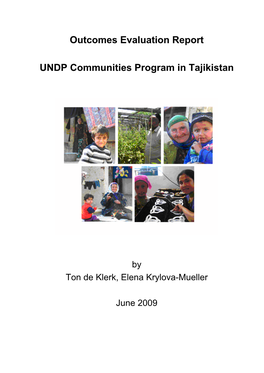 Outcomes Evaluation Report UNDP Communities Program in Tajikistan