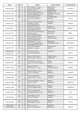 Dates Horaires Matchs Services Buvettes Fermeture Buvette 15H D2