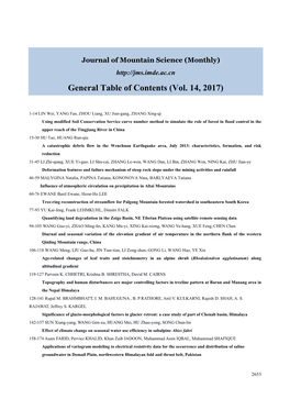 General Table of Contents (Vol. 14, 2017)