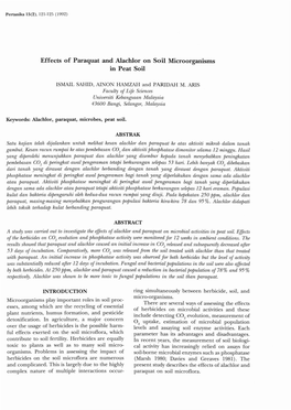 Effects of Paraquat and Alachlor on Soil Microorganisms in Peat Soil