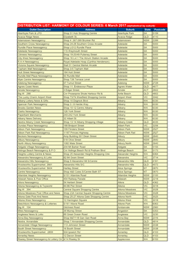 DISTRIBUTION LIST: HARMONY of COLOUR SERIES: 6 March