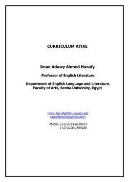 CURRICULUM VITAE Iman Adawy Ahmed Hanafy