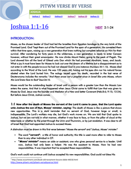 Joshua 1:1-16 NEXT 2:1-24