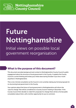 Future Nottinghamshire: Initial Views on Possible Local Government Reorganisation