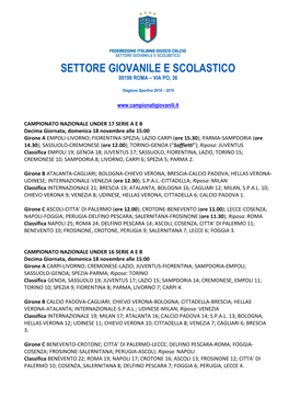 Settore Giovanile E Scolastico 00198 Roma – Via Po, 36