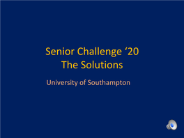 Senior Challenge ‘20 the Solutions