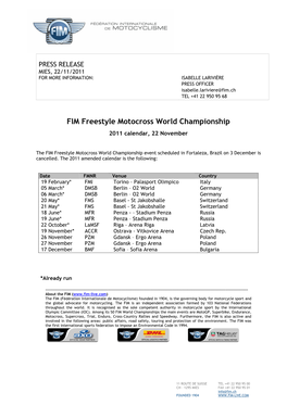 FIM Freestyle Motocross World Championship 2011 Calendar, 22 November