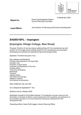 Impington Village College, New Road)