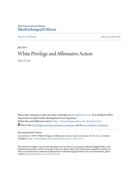 White Privilege and Affirmative Action Sylvia A