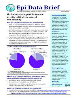 Alcohol Advertising Visile from the Street in Retail-Dense Areas of New