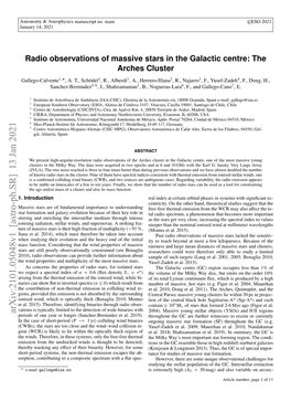 Radio Observations of Massive Stars in the Galactic Centre: the Arches Cluster Gallego-Calvente1,?, A