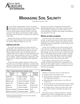 Managing Soil Salinity Tony Provin and J.L