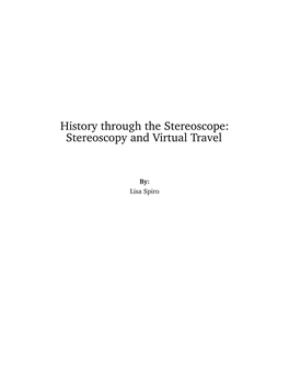 History Through the Stereoscope: Stereoscopy and Virtual Travel