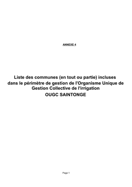 Incluses OUGC SAINTONGE Dans Le Périmètre De Gestion De L