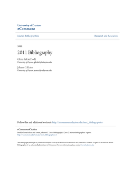 2011 Bibliography Gloria Falcão Dodd University of Dayton, Gdodd1@Udayton.Edu