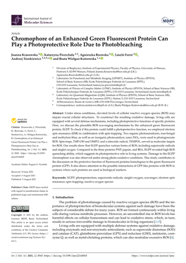 Chromophore of an Enhanced Green Fluorescent Protein Can Play a Photoprotective Role Due to Photobleaching