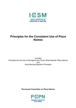 Principles for the Consistent Use of Place Names