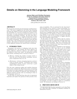 Details on Stemming in the Language Modeling Framework