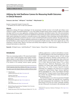 Utilising the Intel Realsense Camera for Measuring Health Outcomes in Clinical Research