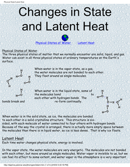 Changes in State and Latent Heat