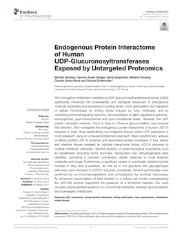 Endogenous Protein Interactome of Human UDP-Glucuronosyltransferases Exposed by Untargeted Proteomics