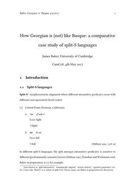 How Georgian Is (Not) Like Basque: a Comparative Case Study of Split-S