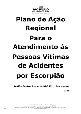 Plano De Ação Regional Para O Atendimento Às Pessoas Vítimas De Acidentes Por Escorpião