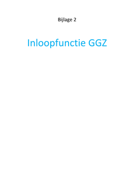 Notitie Inloopfunctie GGZ 2