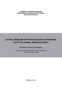 Actual Problems of Protection and Sustainable Use of the Animal World Diversity