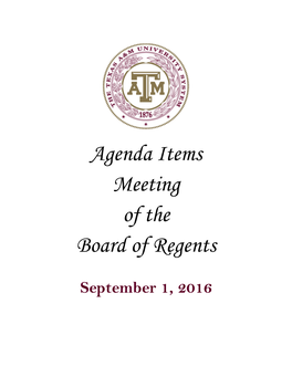 Agenda Items Meeting of the Board of Regents