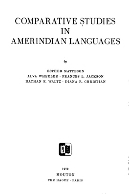 Comparative Studies in Amerindian Languages