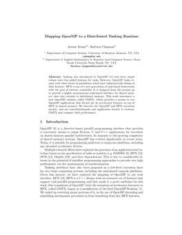 Mapping Openmp to a Distributed Tasking Runtime 1 Introduction