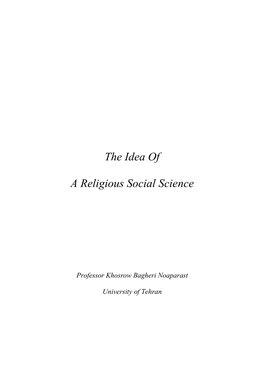 The Idea of a Religious Social Science