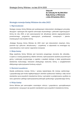 Strategia Gminy Wiśniew Na Lata 2014-2025 Załącznik Do Uchwały Nr XL/284/2014 Rady Gminy W Wiśniewie Z Dnia 28 Kwietnia 2014 R