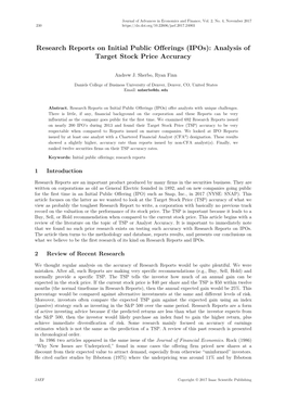 Research Reports on Initial Public Offerings (Ipos): Analysis of Target Stock Price Accuracy