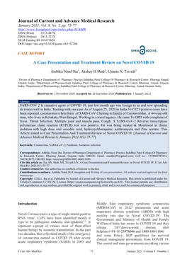 Journal of Current and Advance Medical Research a Case