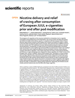 Nicotine Delivery and Relief of Craving After Consumption of European
