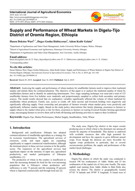 Supply and Performance of Wheat Markets in Digelu-Tijo District of Oromia Region, Ethiopia