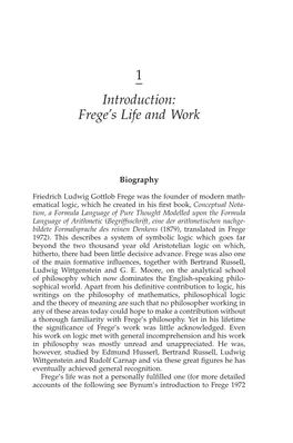 1 Introduction: Frege's Life and Work