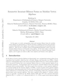 Symmetric Invariant Bilinear Forms on Modular Vertex Algebras