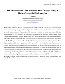 The Estimation of Lake Naivasha Area Changes Using of Hydro-Geospatial Technologies