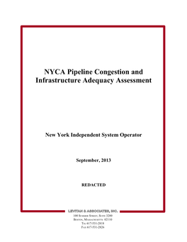 NYCA Pipeline Congestion and Infrastructure Adequacy Assessment